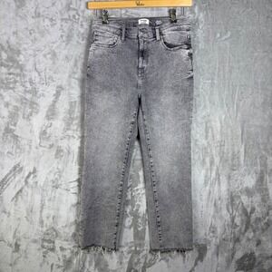 Kensie Jeans Allie High Rise Slim Straight Sz 10 Gray Raw Hem Vintage Luxe Denim